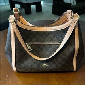 Coach purse, Brown w/ light pink trim.